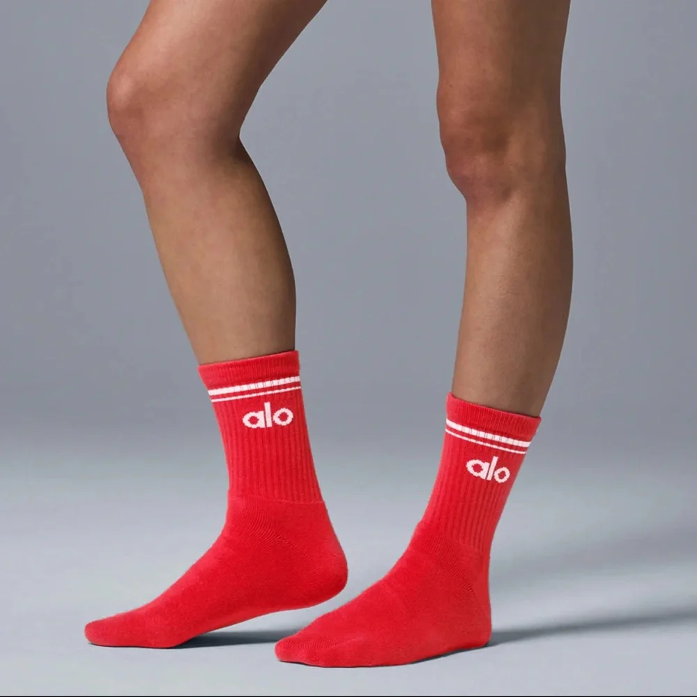 ALO Yoga | Accessories | Alo Half Crew Socks Red Hot Summer | Poshmark